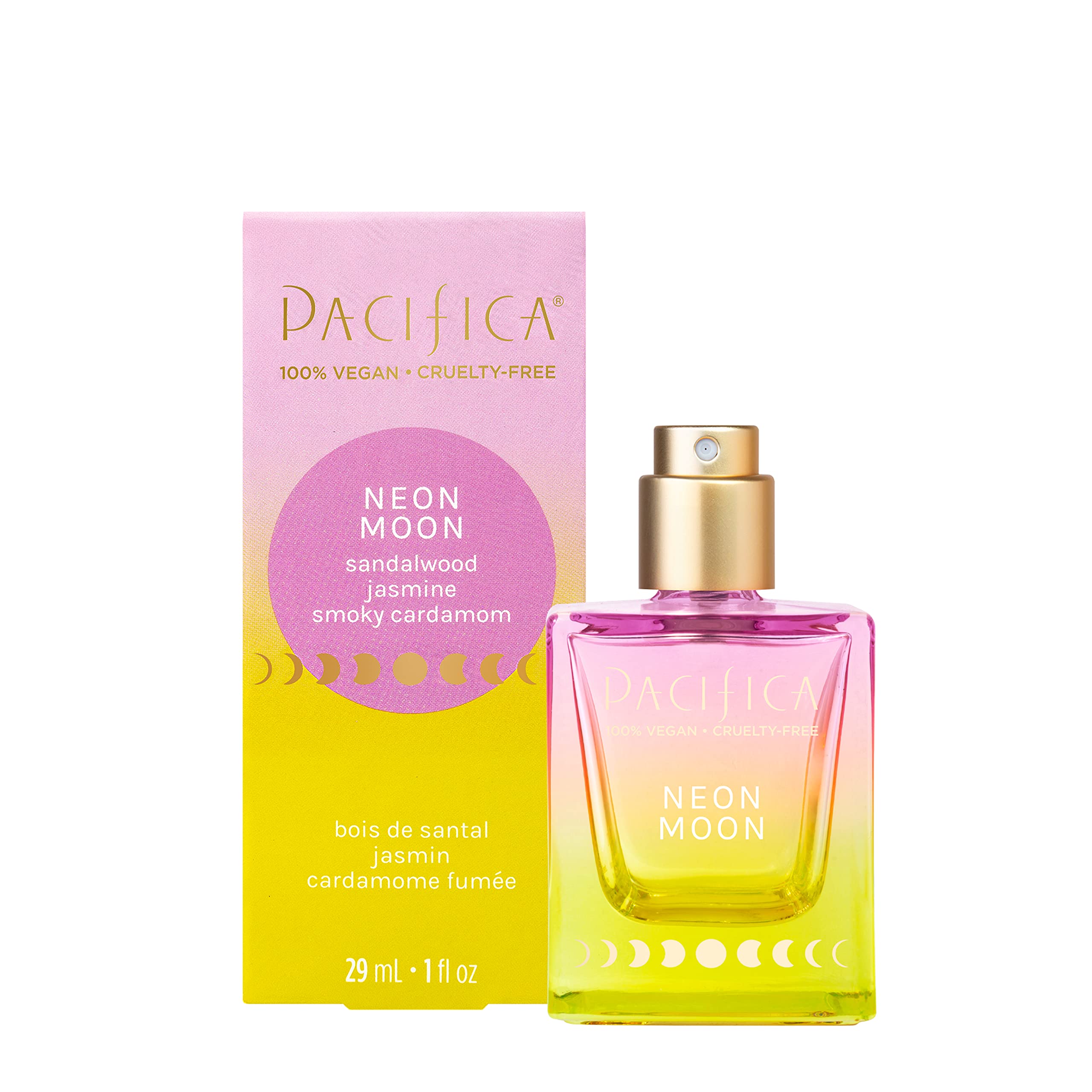 Pacifica Beauty, Neon Moon Spray Perfume, Sandalwood, Jasmine, Smoky Cardamom Notes, Natural + Essential Oils, Gifts for Her, Vegan + Cruelty Free